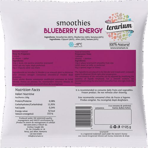 terarium.ro TERARIUM SMOOTHIES BLUEBERRY ENERGY 125GR